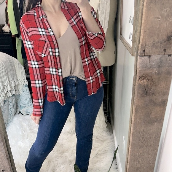 Lucky Brand red plaid button down size small - Picture 1 of 6